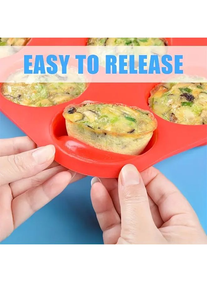 Bright Red 12 Cup Silicone Muffin Pan Nonstick BPA Free Cupcake Mold Baking Tool - Image 2